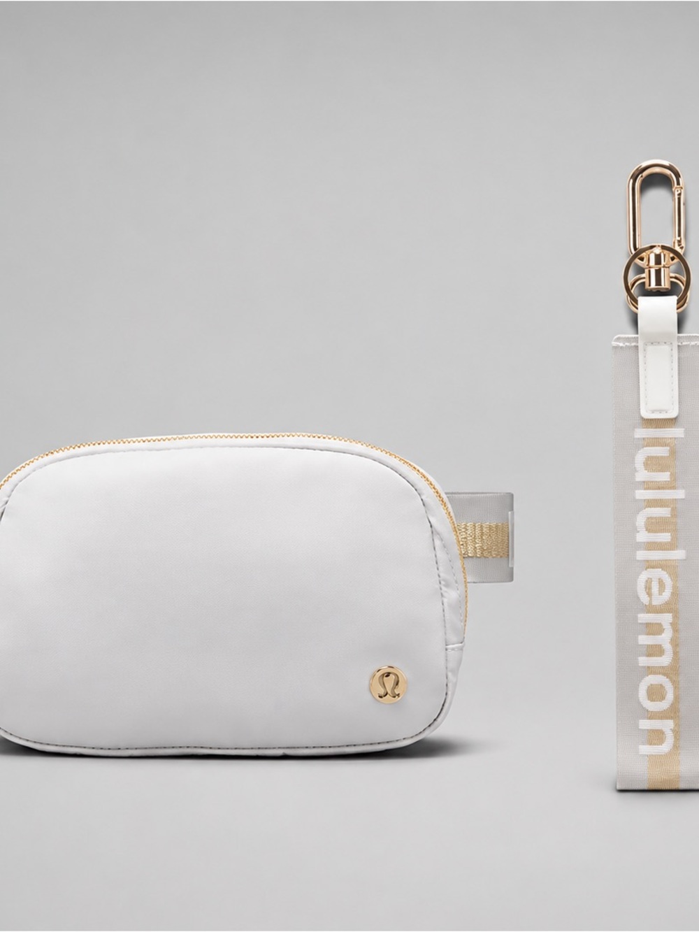 Lululemon Everywhere Belt Bag 1L & Never Lost Keychain Set - Vapor/Gold